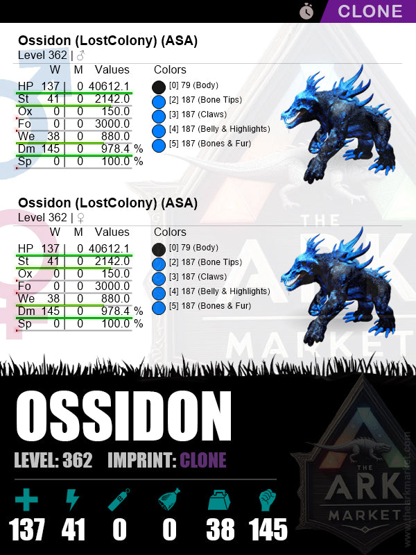 🔹Ossidon | Lvl 362 | HP: 40612.1 (137) / DM: 978.4% (145)