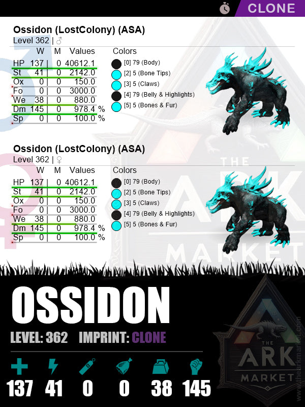 🔹Ossidon | Lvl 362 | HP: 40612.1 (137) / DM: 978.4% (145)