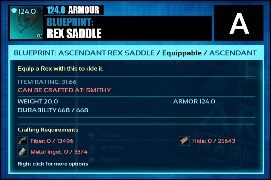 Blueprint: Rex Saddle - The Ark Market