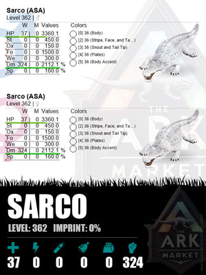 Sarco | Lvl 362 | HP: 3360.1 (37) / DM: 2112.1% (324)