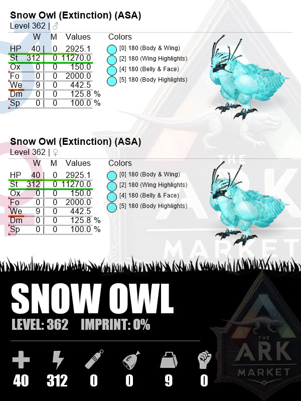 Snow Owl | Lvl362 | ST: 312 (11270)
