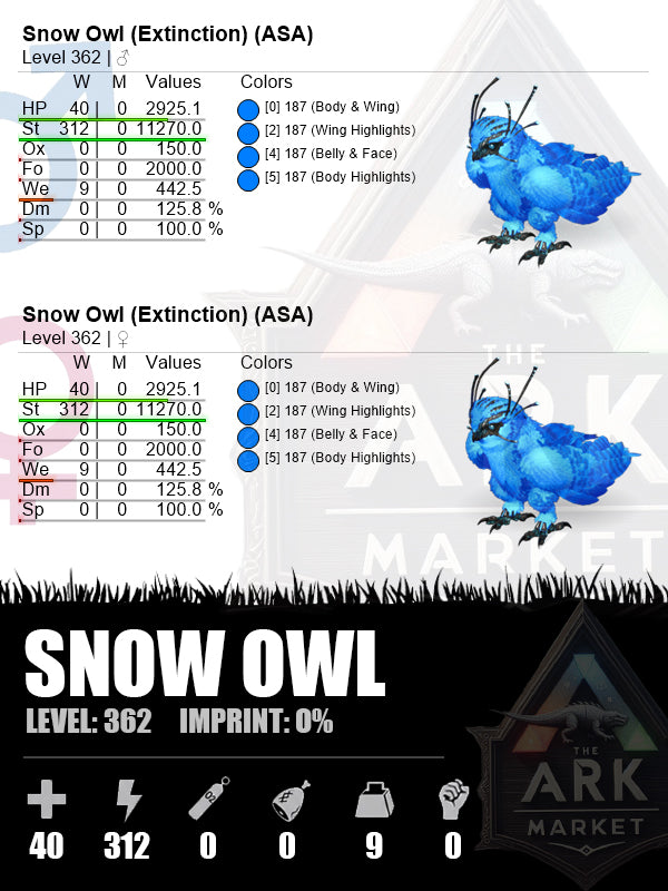 Snow Owl | Lvl362 | ST: 312 (11270)