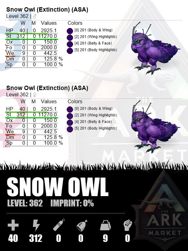 Snow Owl | Lvl362 | ST: 312 (11270)