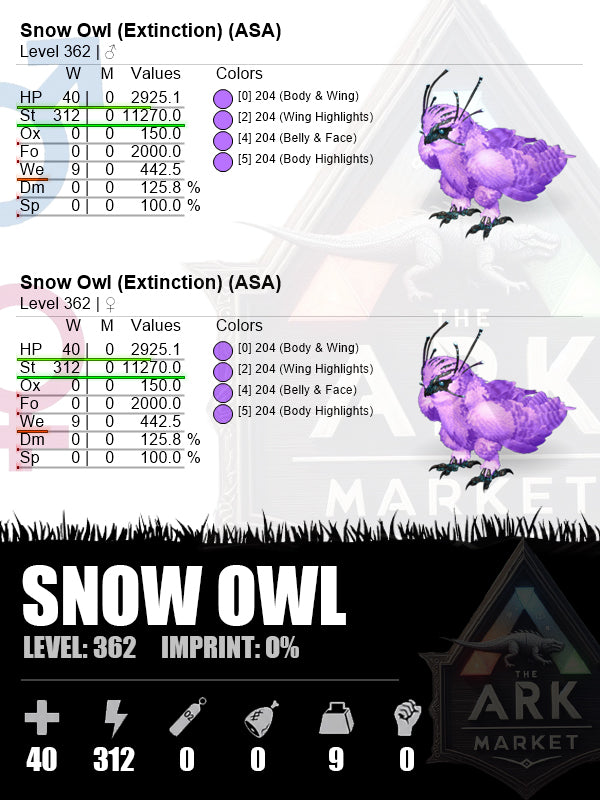 Snow Owl | Lvl362 | ST: 312 (11270)