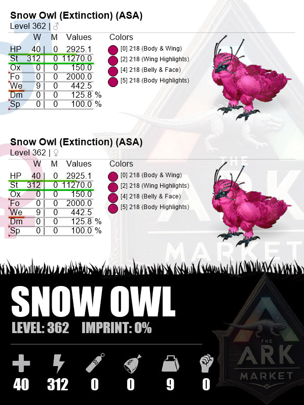 Snow Owl | Lvl362 | ST: 312 (11270)