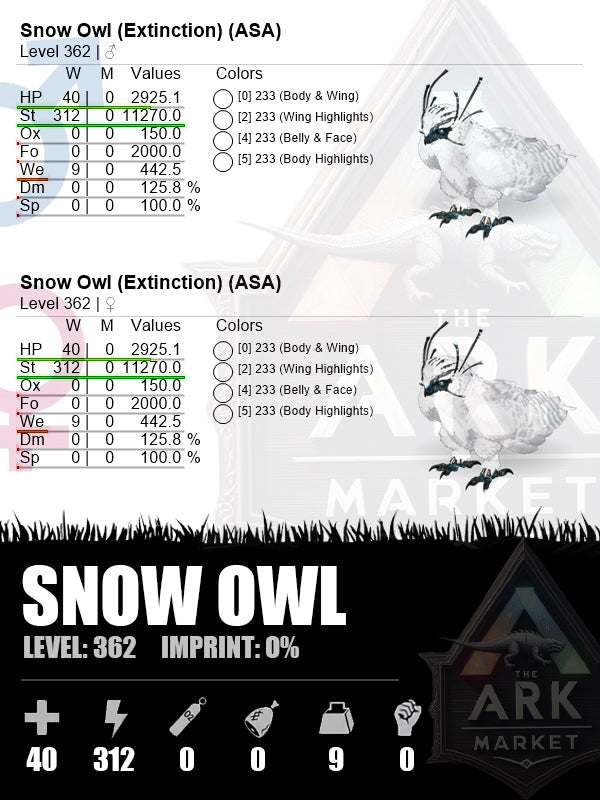 Snow Owl | Lvl362 | ST: 312 (11270)