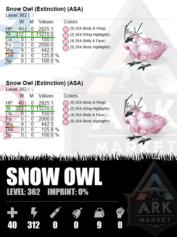Snow Owl | Lvl362 | ST: 312 (11270)